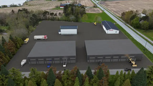 Bustad Næringspark sett fra luften — illustrasjon